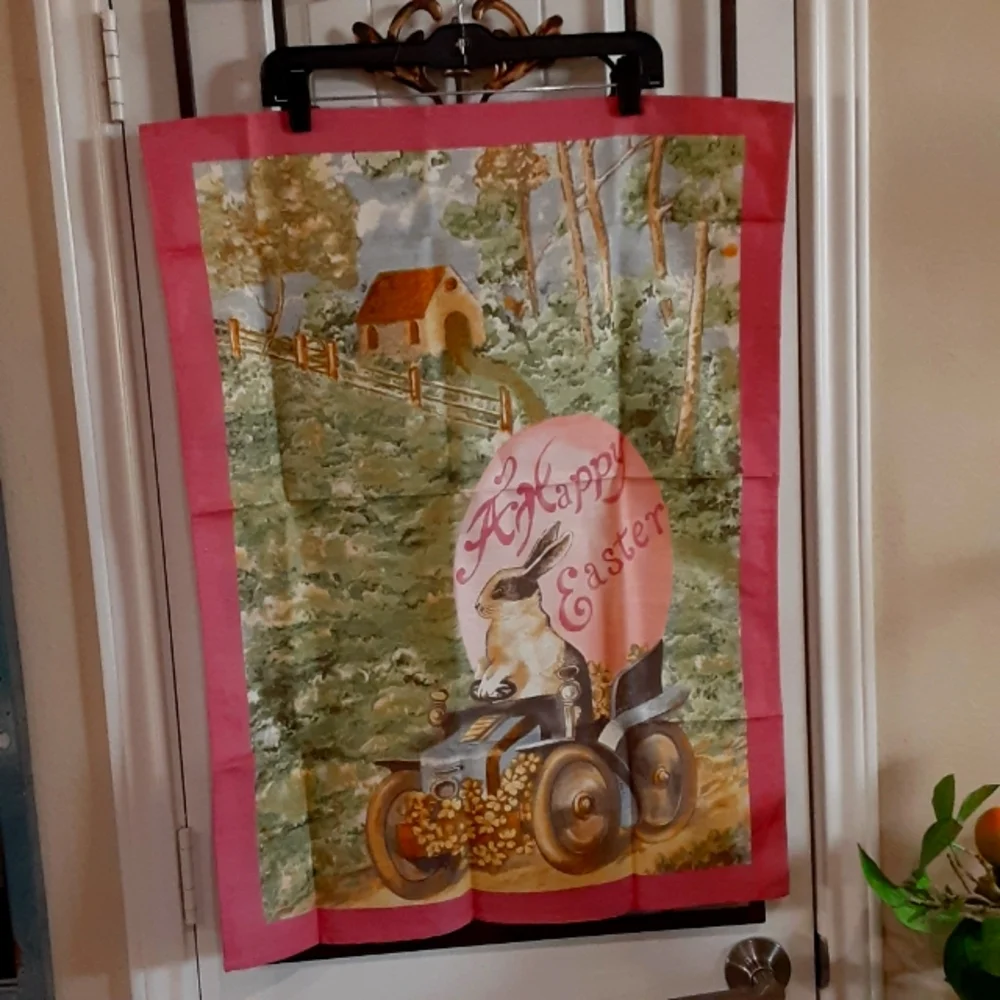 PAIR WILLIAMS SONOMA Happy Easter Pastel Pastoral Cotton Linen Blend Italy